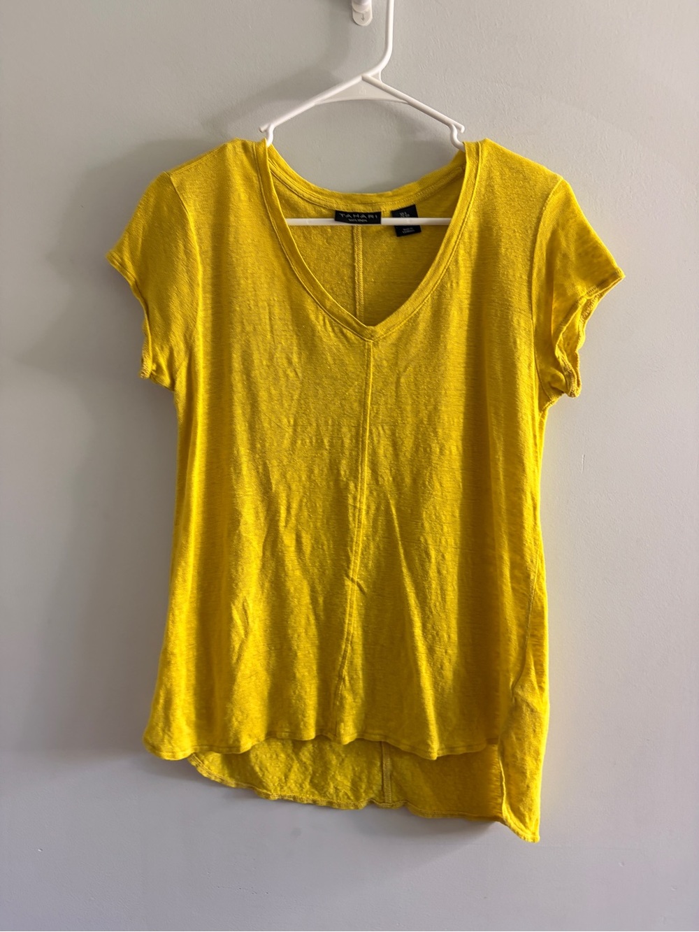Tahari 100% Linen Short Sleeve Mustard Yellow small